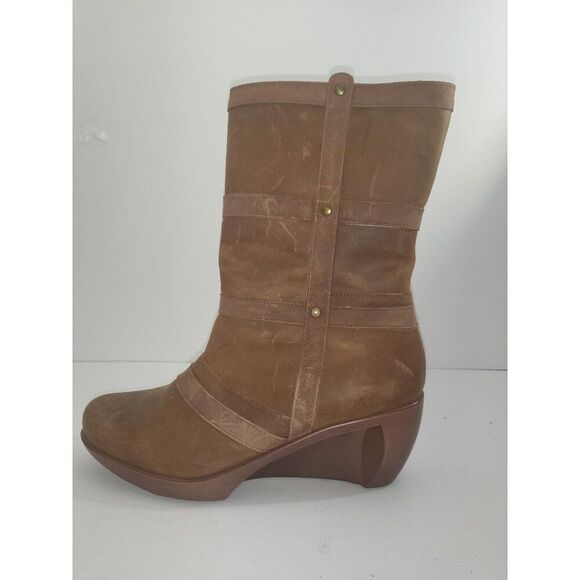 Naot Winter Boots‎ Women Sz 39 EU 8 US Brown Leather Mid Calf Boho Workwear - Picture 1 of 7
